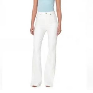 7 For All Mankind NEW Side Snap High Rise Stretch Flare Jeans White Size 29